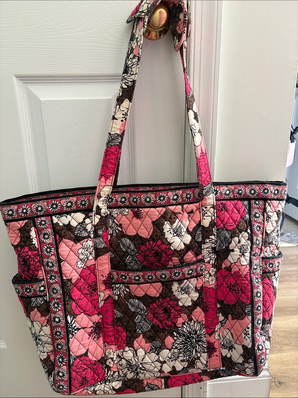Vera Bradley Pink and Brown Quilted Floral Tote
